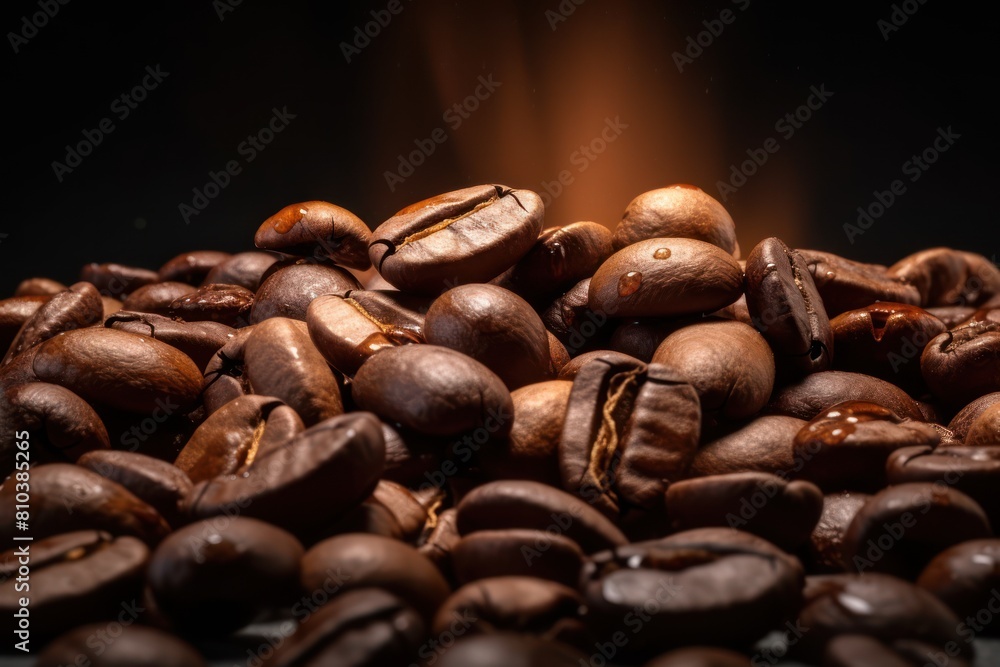 Wall mural roasted coffee beans front view