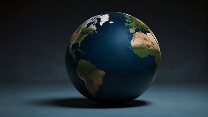 Earth map in the night Round World Shape Blue and Black Background 