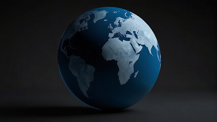 Earth map in the night Round World Shape Blue and Black Background 