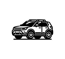 SUV car flat ICON simple black and white