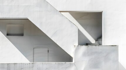 Square white walls, geometric shapes
