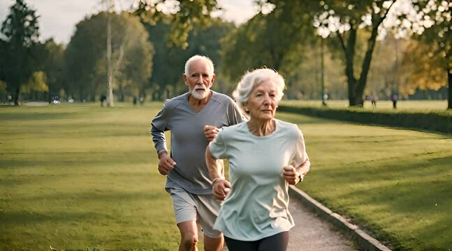 Best Ager beim Joggen im Park