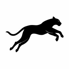 minimal Cheetah vector silhouette, solid black color silhouette (13)