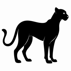 minimal Cheetah vector silhouette, solid black color silhouette (15)