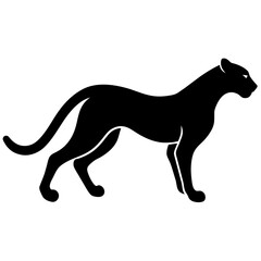 minimal Cheetah vector silhouette, solid black color silhouette (19)