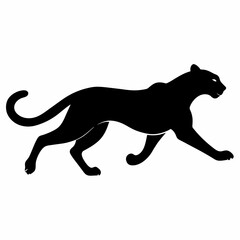 minimal Cheetah vector silhouette, solid black color silhouette (23)