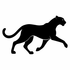 minimal Cheetah vector silhouette, solid black color silhouette (24)