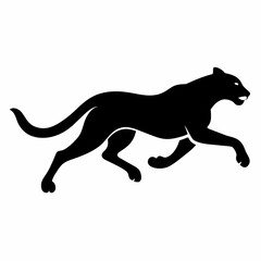 minimal Cheetah vector silhouette, solid black color silhouette (27)