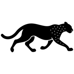 minimal Cheetah vector silhouette, solid black color silhouette (30)