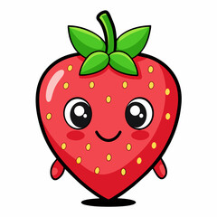 Strawberry fruit doodle flat character vector art illustration (5)