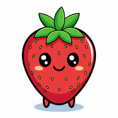 Obraz premium Strawberry fruit doodle flat character vector art illustration (7)