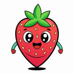 Strawberry fruit doodle flat character vector art illustration (2)