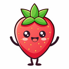 Strawberry fruit doodle flat character vector art illustration (1)