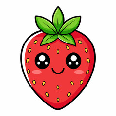Strawberry fruit doodle flat character vector art illustration (3)