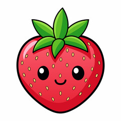 Obraz premium Strawberry fruit doodle flat character vector art illustration (11)