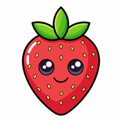 Obraz premium Strawberry fruit doodle flat character vector art illustration (8)