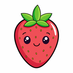 Obraz premium Strawberry fruit doodle flat character vector art illustration (10)