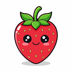 Obraz premium Strawberry fruit doodle flat character vector art illustration (14)