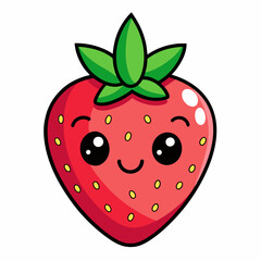 Strawberry fruit doodle flat character vector art illustration (13)