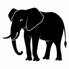 vector silhouette of an African elephant pose on a white background (11)