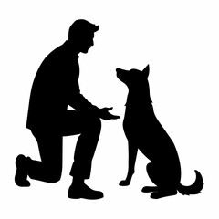 a dog trainer training a dog on the field silhouette (12)