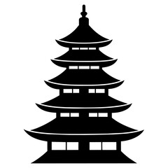 a Japanese big pagoda set against a stunning natural view with a white background (9)