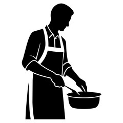 a men preparing food in kitchen vector silhouette isolated white background (21)