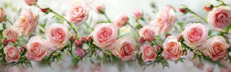 Soft and Delicate: Pink Roses on White Background
