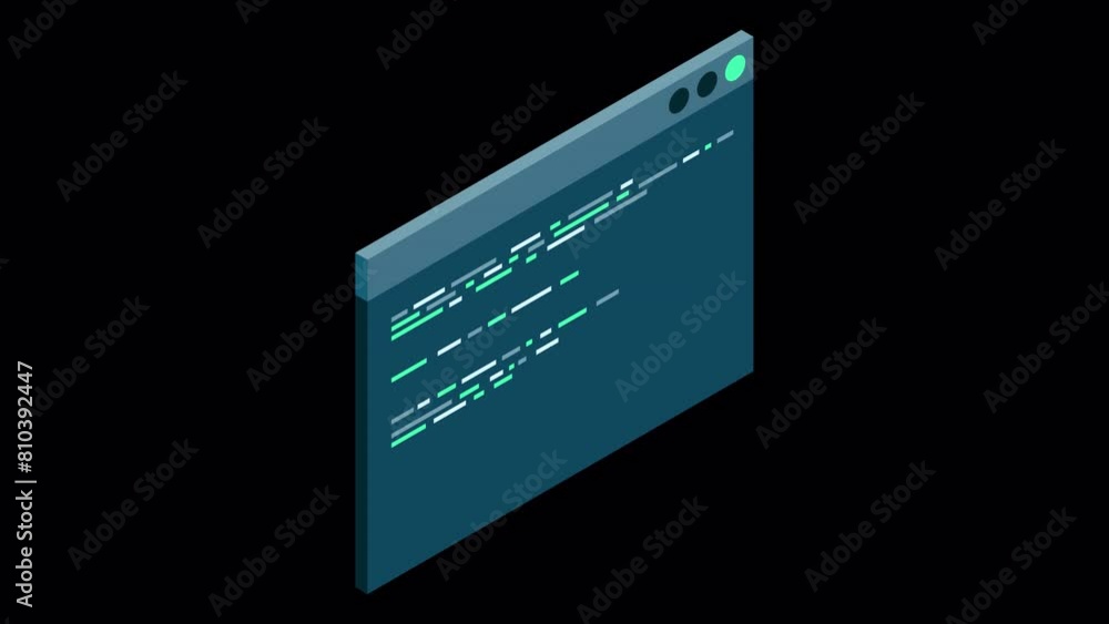 Poster isometric coding screen animation. coding programming technology. programming concept. technology an