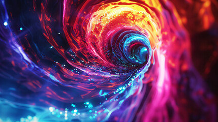 Colorful vortex energy, cosmic spiral waves background.