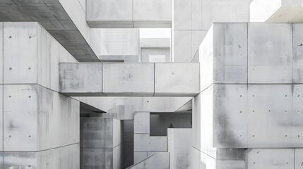 Square white walls, geometric shapes