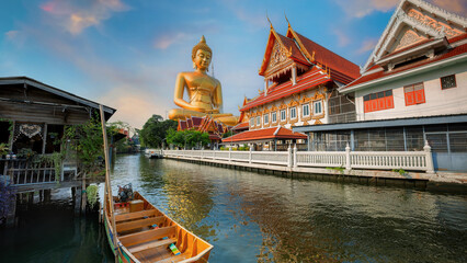 Big Seated Buddha Statue (Buddha Dhammakaya Dhepmongkol) at Wat Paknam Phasi Charoen (temple) in...