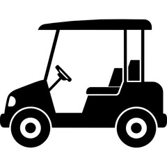 Golf cart vector silhouette, black color silhouette, white background (15)