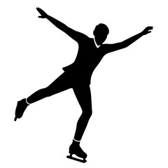 Man figure skating silhouette vector isolated on a white background (4)