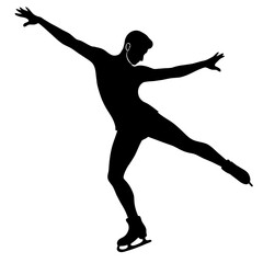 Man figure skating silhouette vector isolated on a white background (29)