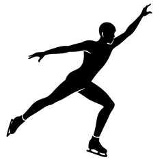 Man figure skating silhouette vector isolated on a white background (31)