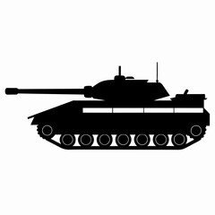 Fototapeta premium Military tank vector illustration vector silhouette, solid black color silhouette (1)