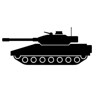 Military tank vector illustration vector silhouette, solid black color silhouette (8)