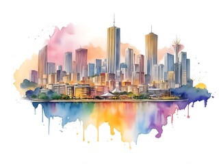 Naklejka premium South Africa Country Landscape Watercolor Illustration Art