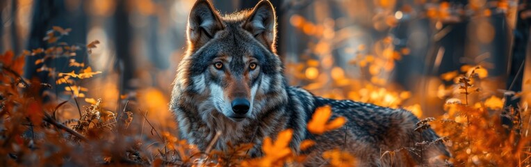 Wild Wolf in Forest - Stunning Wildlife Animal Photography Background