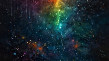 Obraz premium Abstract Starry night sky Cosmic Rain A Celestial Symphony