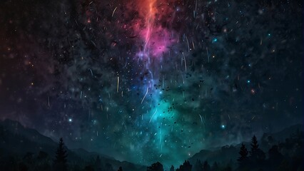 Obraz premium Abstract Starry night sky Cosmic Rain A Celestial Symphony