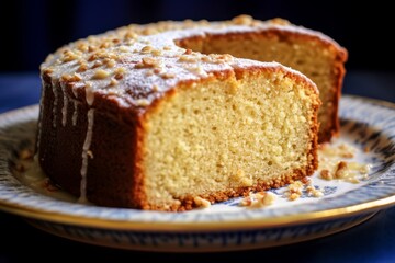 Delicious homemade cake with powdered sugar topping