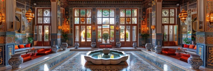 Majestic Ottoman palace reception with intricate mosaics