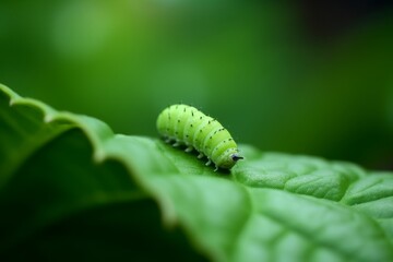 green caterpillar on leaf