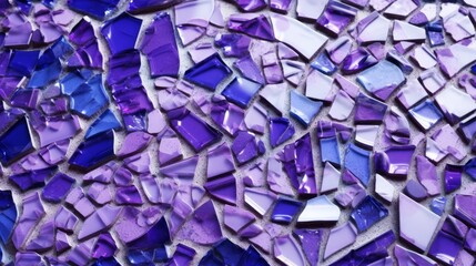Shattered glass mosaic in vibrant purple and blue hues