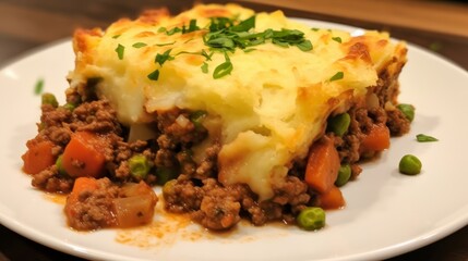 Delicious shepherd's pie with minced meat and vegetables