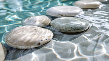 Smooth stones and clear water promote a sense of well-being, in line with the wellness travel trend.