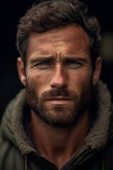 Obraz premium Rugged man with beard and wet hair