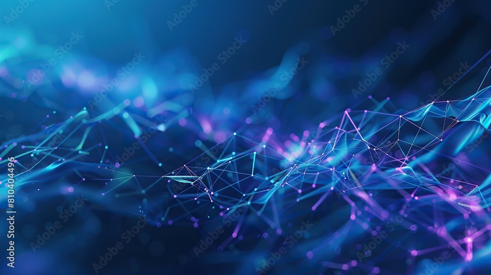 Aufkleber an electric blue and purple plexus pattern sprawling across a midnight blue backdrop designed to loo